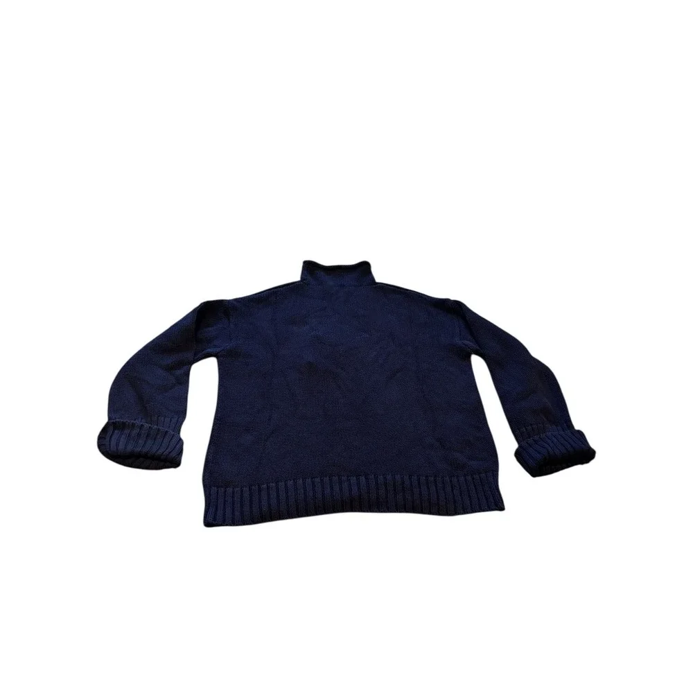 Polo Ralph Lauren Mens Navy Blue Cotton Mock Neck Nautical Anchor Sweater S/P